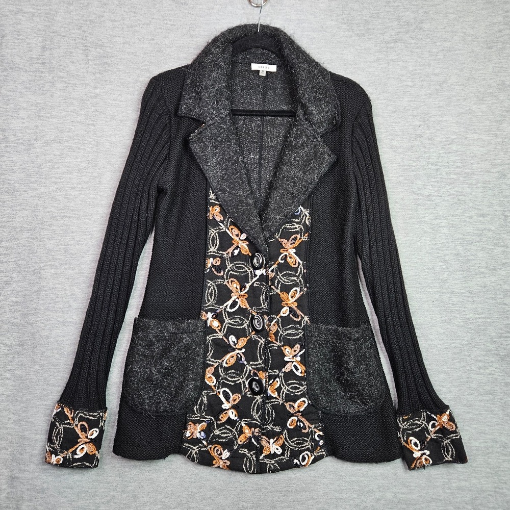 SIONI Women's Button Up Floral V-neck Sweater Jacket Size M